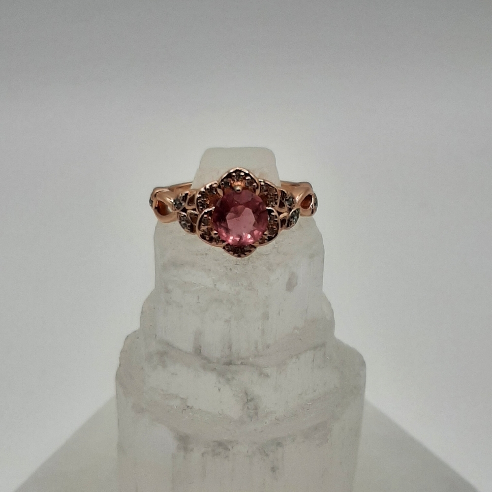 R875 Pink Flower Ring Plated - Fragrant Jewels